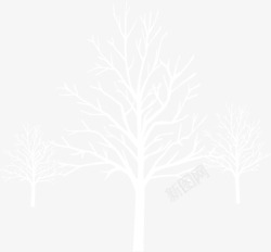 手绘冬季白色大树装饰素材