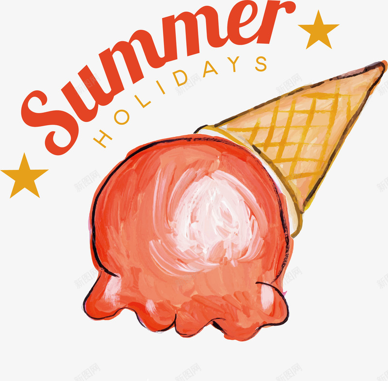夏日冰爽冰激凌png免抠素材_88icon https://88icon.com 冰激凌 夏日冰激凌 奶油蛋筒 矢量素材 融化的冰激凌