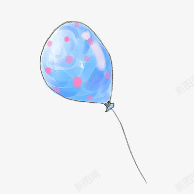 蓝色波点气球手绘卡通漂浮图png免抠素材_88icon https://88icon.com 卡通 手绘 气球 粉色波点 蓝色