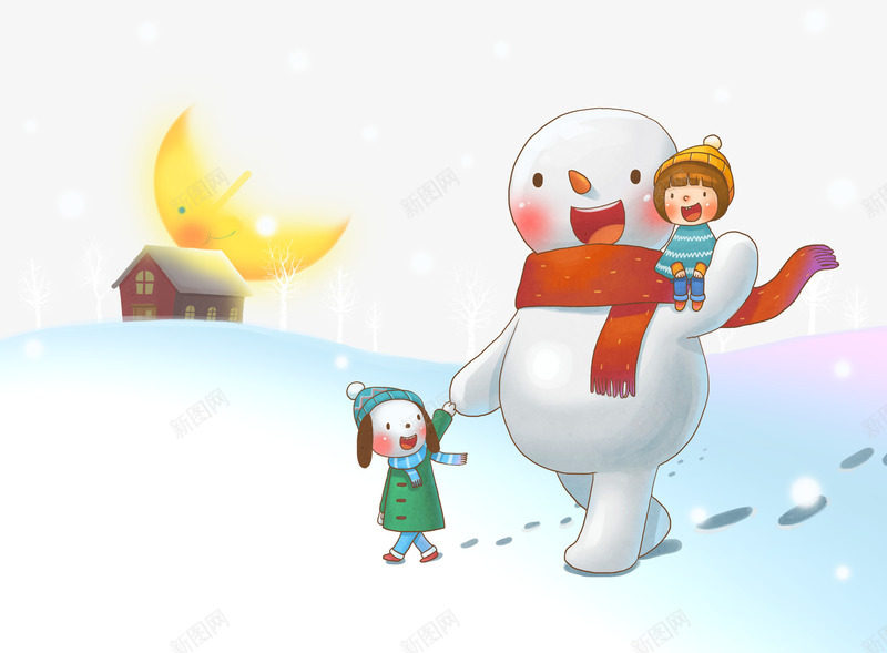 行走的圣诞节雪人背景png免抠素材_88icon https://88icon.com 圣诞节 孩童 行走 雪人