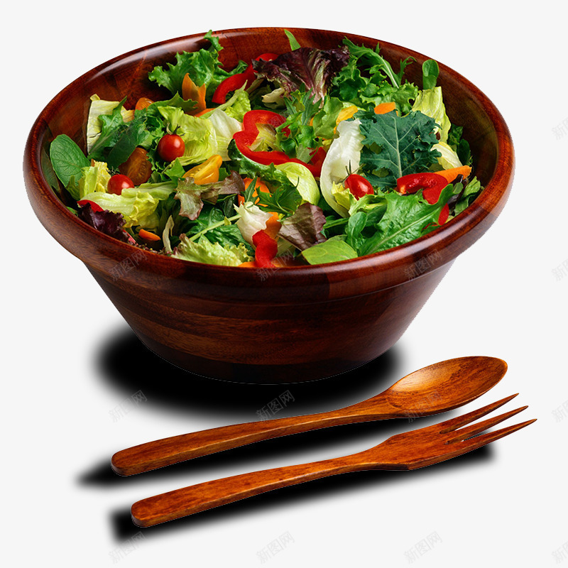 美味可口的蔬菜沙拉png免抠素材_88icon https://88icon.com 健康食品 减肥餐 木质碗筷 美食 蔬菜沙拉