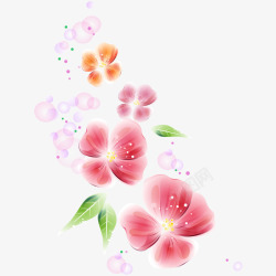 水彩粉色梦幻花朵素材