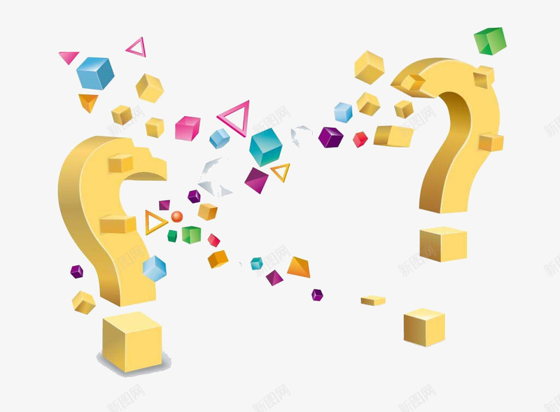问号png免抠素材_88icon https://88icon.com 三角形 几何 图案 多个问号出现 打问号 漂浮 问号 黄色