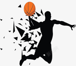 篮球运动扣篮的人矢量图素材