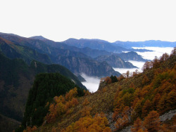 秋季山脉秋季太白山间的云海高清图片