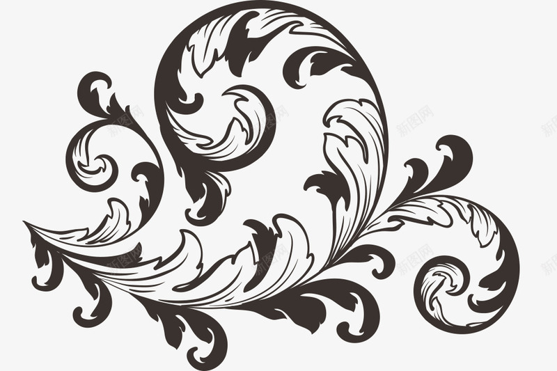 欧式复古花纹仿古纹路黑色png免抠素材_88icon https://88icon.com 仿古纹路 欧式复古 花纹