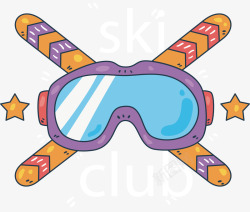 交叉滑雪板滑雪标签矢量图素材
