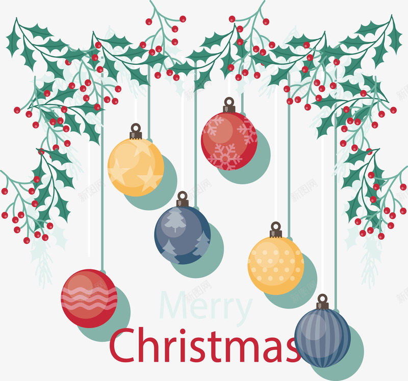 树叶边框圣诞球海报矢量图ai_88icon https://88icon.com merryChristma merryChristmas 圣诞球 圣诞球挂饰 圣诞节 树枝边框 矢量png 矢量图