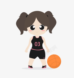 卡通打篮球的女孩素材