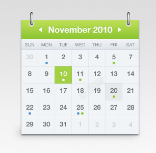 绿色清新手机日历控件PSD文件png免抠素材_88icon https://88icon.com ui日历设计PSD源文件 日历控件 清新手机日历