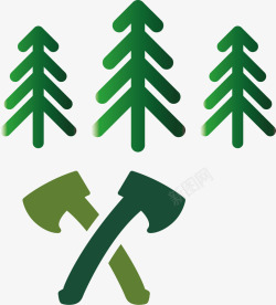 水彩禁止砍伐树木矢量图素材