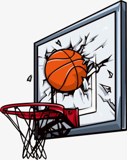 篮球篮球筐裂打球运动素材