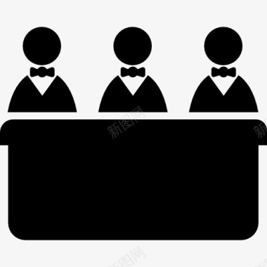 男性委员会身后的三个男人一张长桌子图标图标