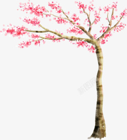 手绘粉色梦幻大树装饰素材