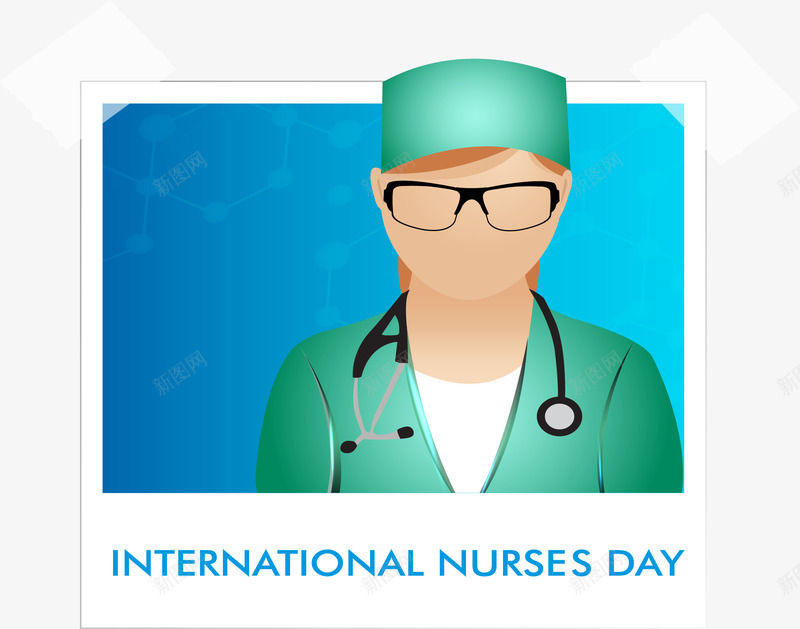 蓝色背景国际护士节卡片矢量图eps免抠素材_88icon https://88icon.com 医生 卡片 卡通 国际护士节 护士 蓝色背景 矢量图