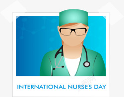 蓝色背景国际护士节卡片矢量图素材
