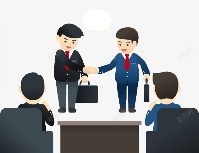 商务人士谈合作握手png免抠素材_88icon https://88icon.com 交谈 卡通手绘 商务 握手 男人 职场男 西装革履 领带