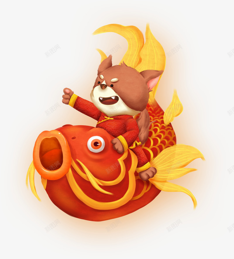 坐在金鱼肚子里的小猫png免抠素材_88icon https://88icon.com 创意 卡通 可爱的 喜庆 新年 猫咪 金鱼船