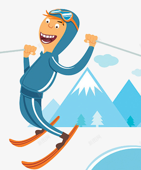 冬季旅游滑雪卡通海报psd_88icon https://88icon.com 冬天旅游 冬季旅游海报 出游季 寒假来了 极限运动 滑雪 雪山