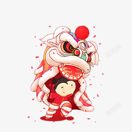 舞狮图案png免抠素材_88icon https://88icon.com 卡通 手绘 春节 舞狮 舞龙 设计
