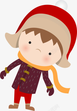 手绘圣诞节戴帽子的小女孩装饰矢量图素材