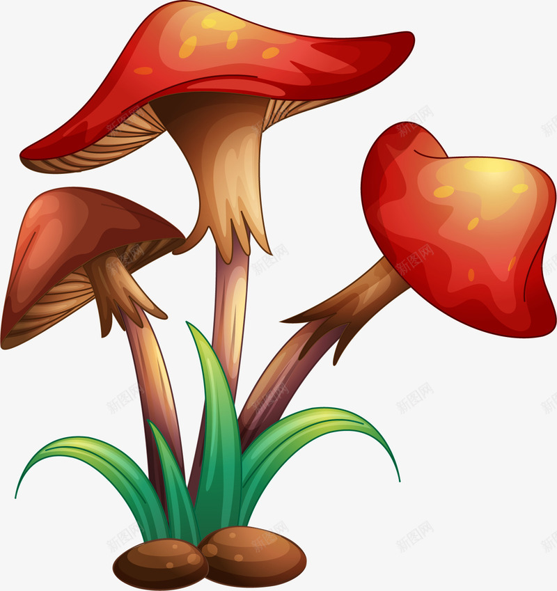 红色简约蘑菇小草png免抠素材_88icon https://88icon.com 免抠PNG 小草 植物 简约 红色 蘑菇 装饰图案