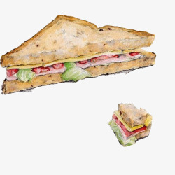 培根三明治三明治手绘画片高清图片