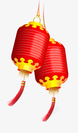 红色卡通艺术春节灯笼传统素材