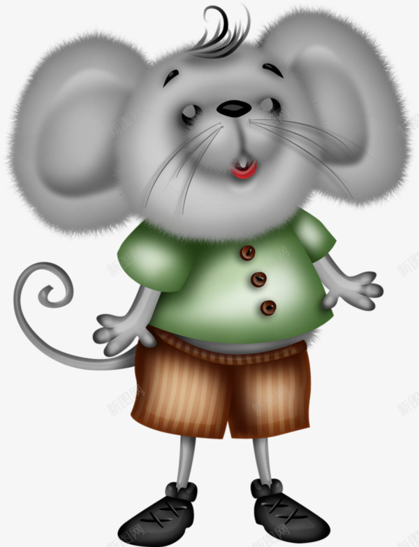 卡通手绘胖老鼠png免抠素材_88icon https://88icon.com 卡通手绘 小老鼠 穿衣服的动物 胖老鼠