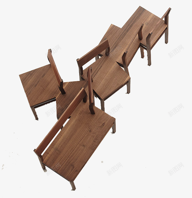 木质连体凳png免抠素材_88icon https://88icon.com 家具 木头 椅子极简