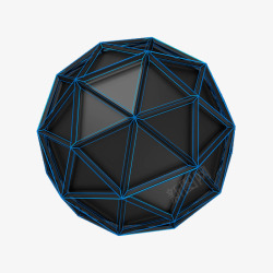 黑色立体科技几何球体素材
