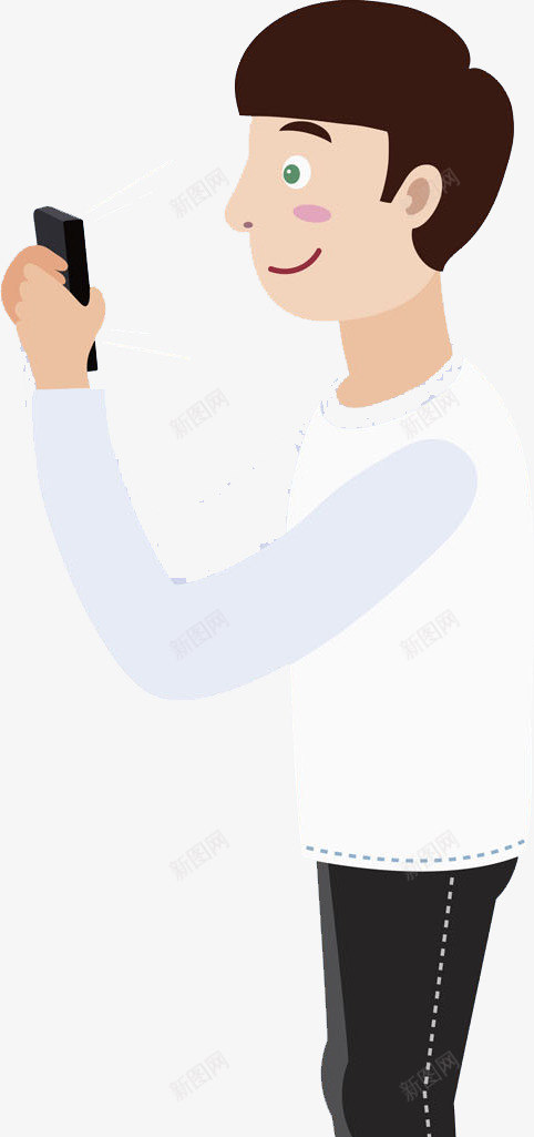 看手机的男人png免抠素材_88icon https://88icon.com 上班族 上班族海报 卡通手绘 微笑 水彩 玩手机的男士 白领