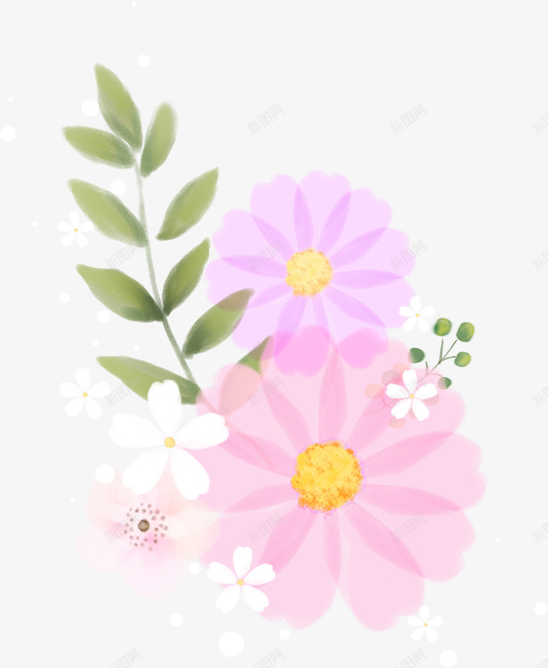梦幻粉白色花朵图案png免抠素材_88icon https://88icon.com 梦幻 植物 白色花朵 粉色花朵 美丽的 装饰