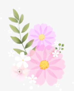 梦幻粉白色花朵图案素材