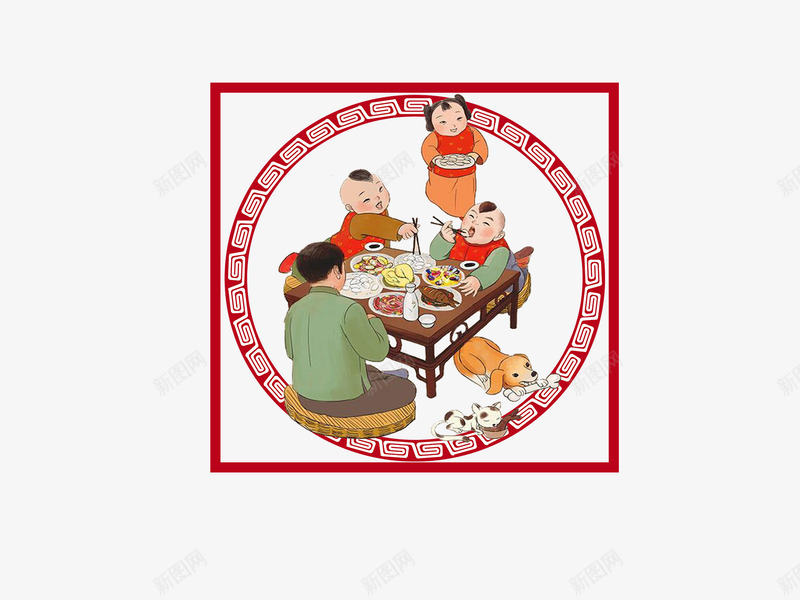 年夜饭庆祝中国风卡通图png免抠素材_88icon https://88icon.com 国风 年夜饭 庆祝 庆祝卡通