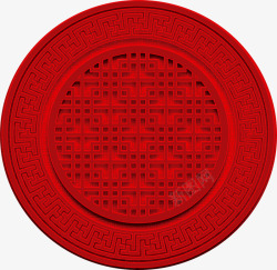 红色中国风圆形门楣素材
