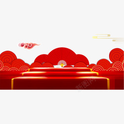 红色台阶红色圆弧纹理祥云新年高清图片