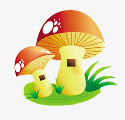 两朵卡通的蘑菇素材
