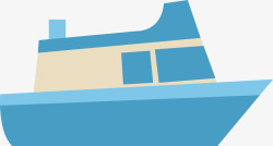 蓝色扁平化船只图素材