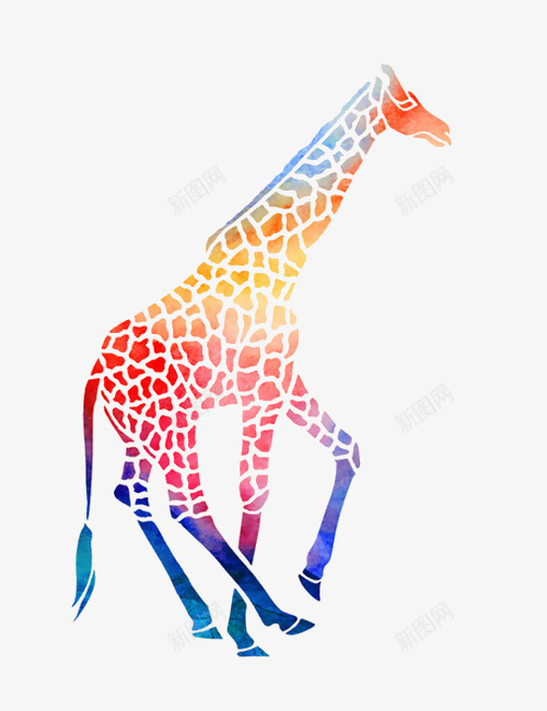 彩色斑点长颈鹿png免抠素材_88icon https://88icon.com 动物 彩色 斑点 纹路 长颈鹿
