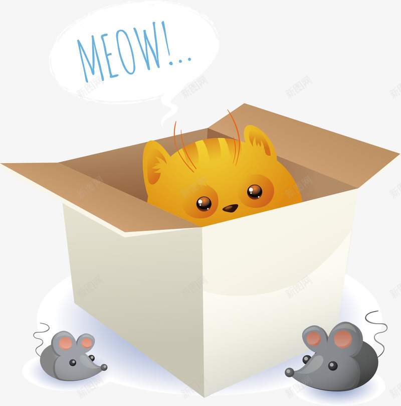 手绘可爱小猫和老鼠png免抠素材_88icon https://88icon.com 创意 可爱 小猫 彩色图 手绘图 漫画 简单 老鼠