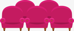 紫色立体电影院椅子素材