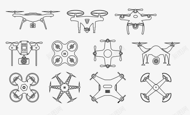 纸箱插画扁平化无人机图标图标