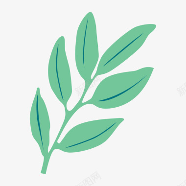 绿色植物叶子元素矢量图图标图标