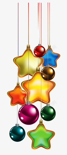 圣诞装饰五角星和圣诞球素材