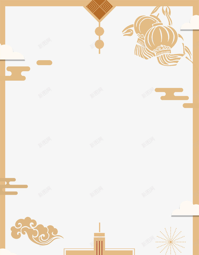 2018年春节吉祥金色边框psd免抠素材_88icon https://88icon.com 2018年 吉祥 喜庆 手绘 新年 春节 过年 金色边框