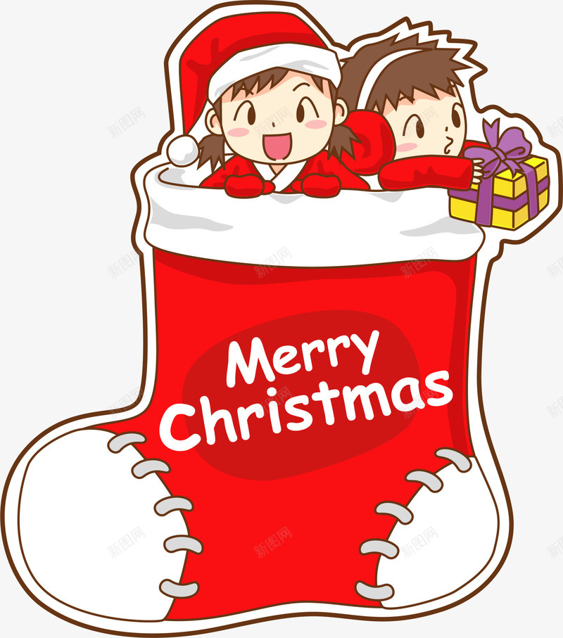 红色卡通小孩圣诞袜png免抠素材_88icon https://88icon.com Christma Christmas Merry 圣诞快乐 圣诞节 圣诞袜 女孩 男孩