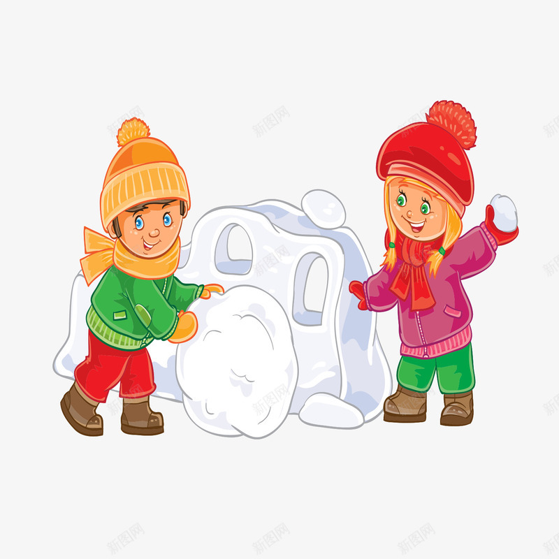 一起打雪仗的可爱小孩png免抠素材_88icon https://88icon.com 冬天 冬季 卡通 堆雪球 好朋友 打雪仗 玩耍 玩雪 雪地