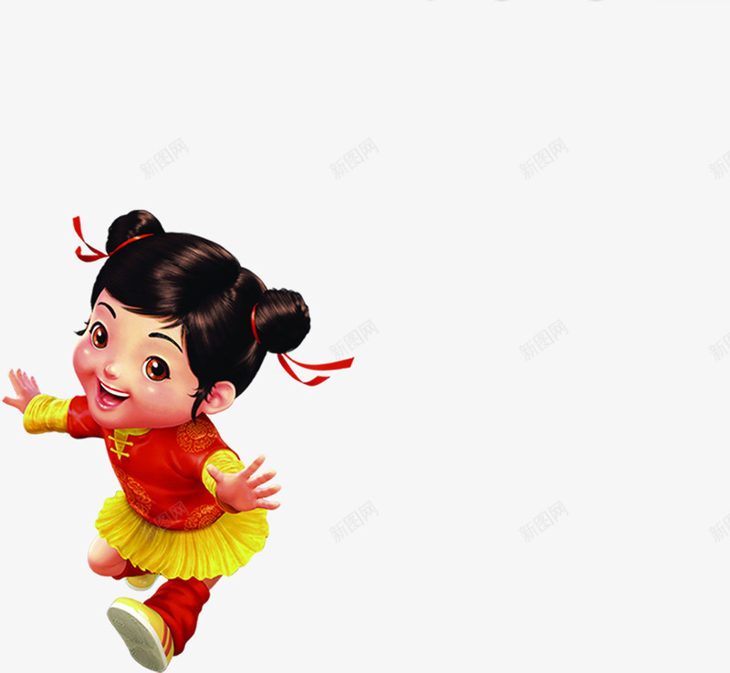 手绘可爱新年女生png免抠素材_88icon https://88icon.com 可爱 女生 新年