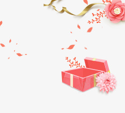 母情节礼物粉色礼物盒飘带母亲节爱心高清图片